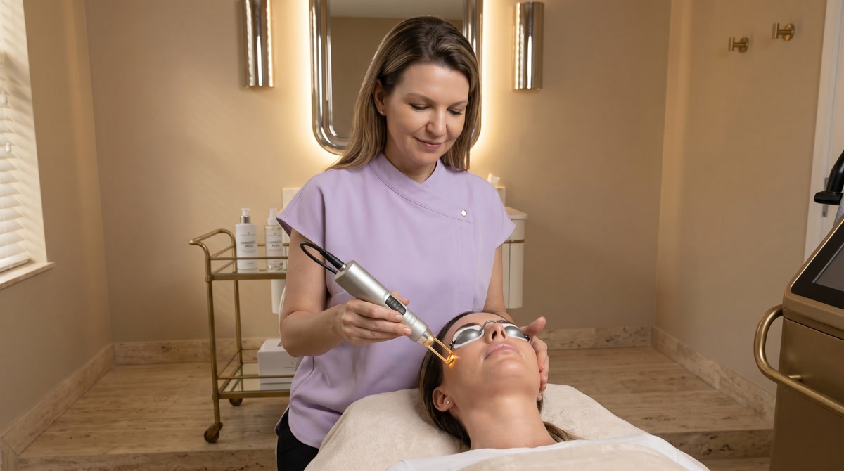 Elegant gift certificate for an aesthetic consultation on a marble counter